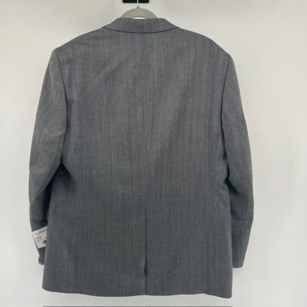 NEW Saddlebred Heritage Lambswool Sport Coat Mens 44R Gray Herringbone Blazer